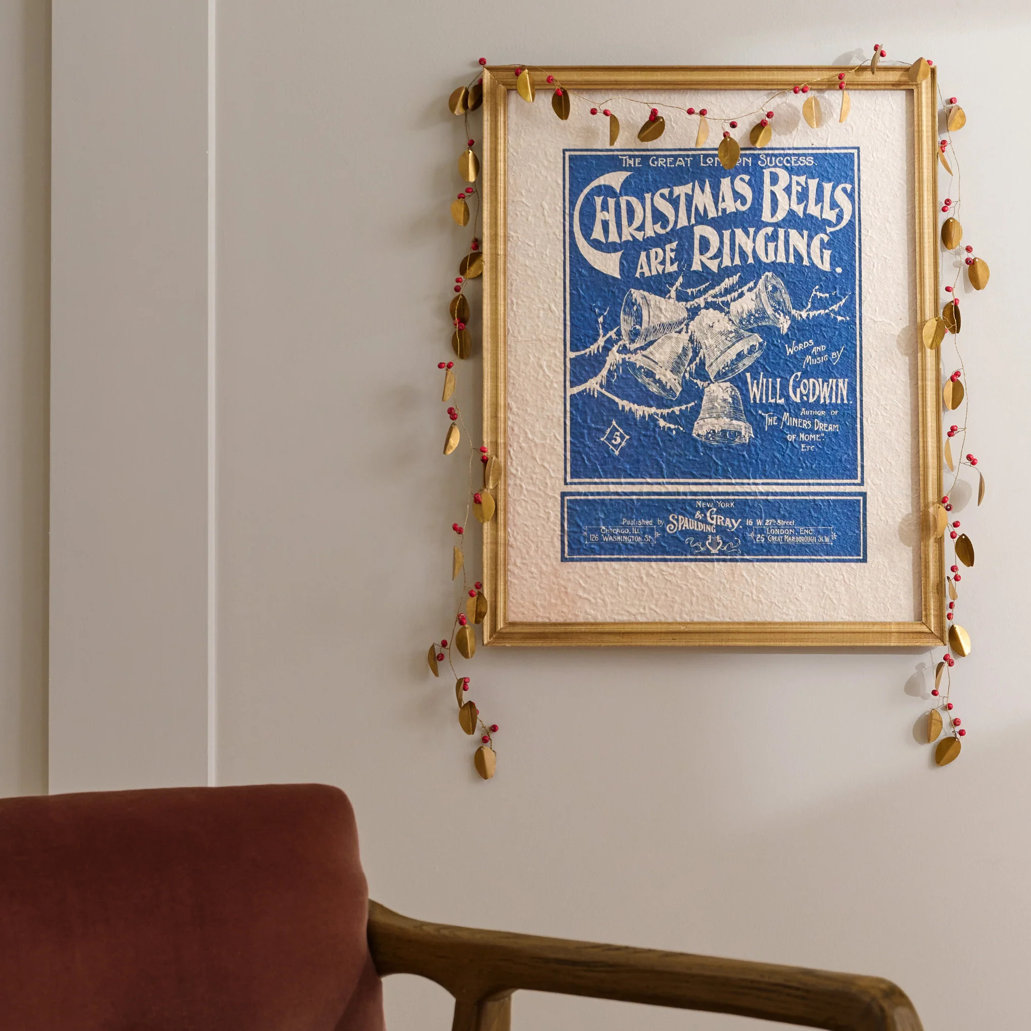 Vintage Christmas Bells Are Ringing Framed Print | Magnolia