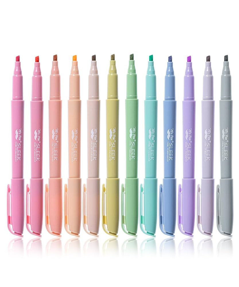 Mr. Pen Highlighters - 12 Pack, Chisel Tip, Pastel Colors, No Bleed, Set | Amazon (US)