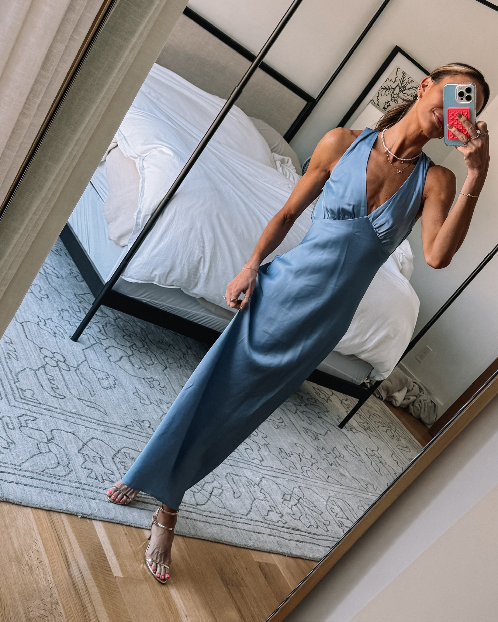short sleeve mother of the bride dresses long A-Line Maxi Satin Mother of the Bride Dresses Round Neck Short Sleeve Formal Gown COCOMELODY CM0400, Champagne main image 1