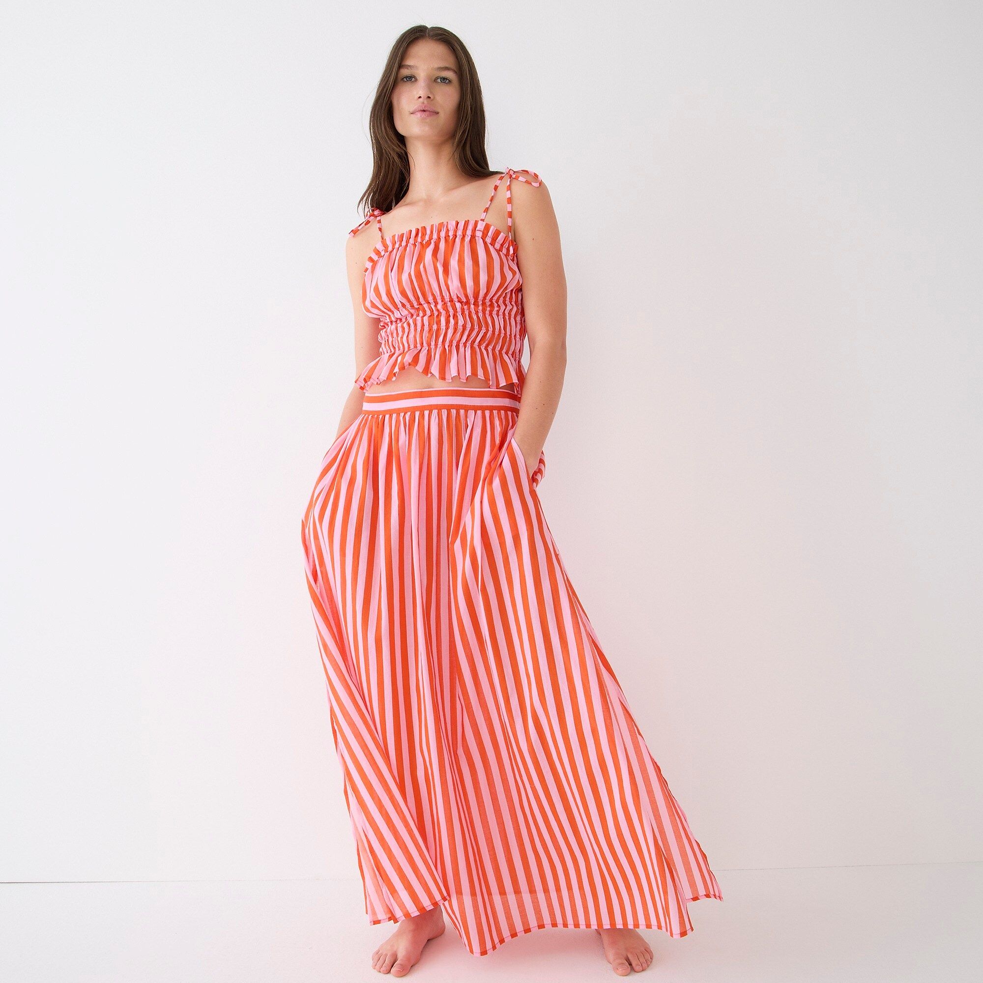 Cotton voile maxi skirt cover-up in stripe | J.Crew US