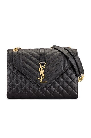Saint Laurent Medium Tri-Quilt Envelope Chain Bag in Black | FWRD 