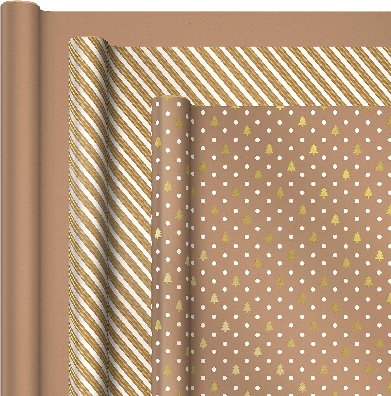 Hallmark Holiday Wrapping Paper with DIY Bow Templates on Reverse (3 Rolls: 120 sq. ft. ttl) Kraf... | Amazon (US)