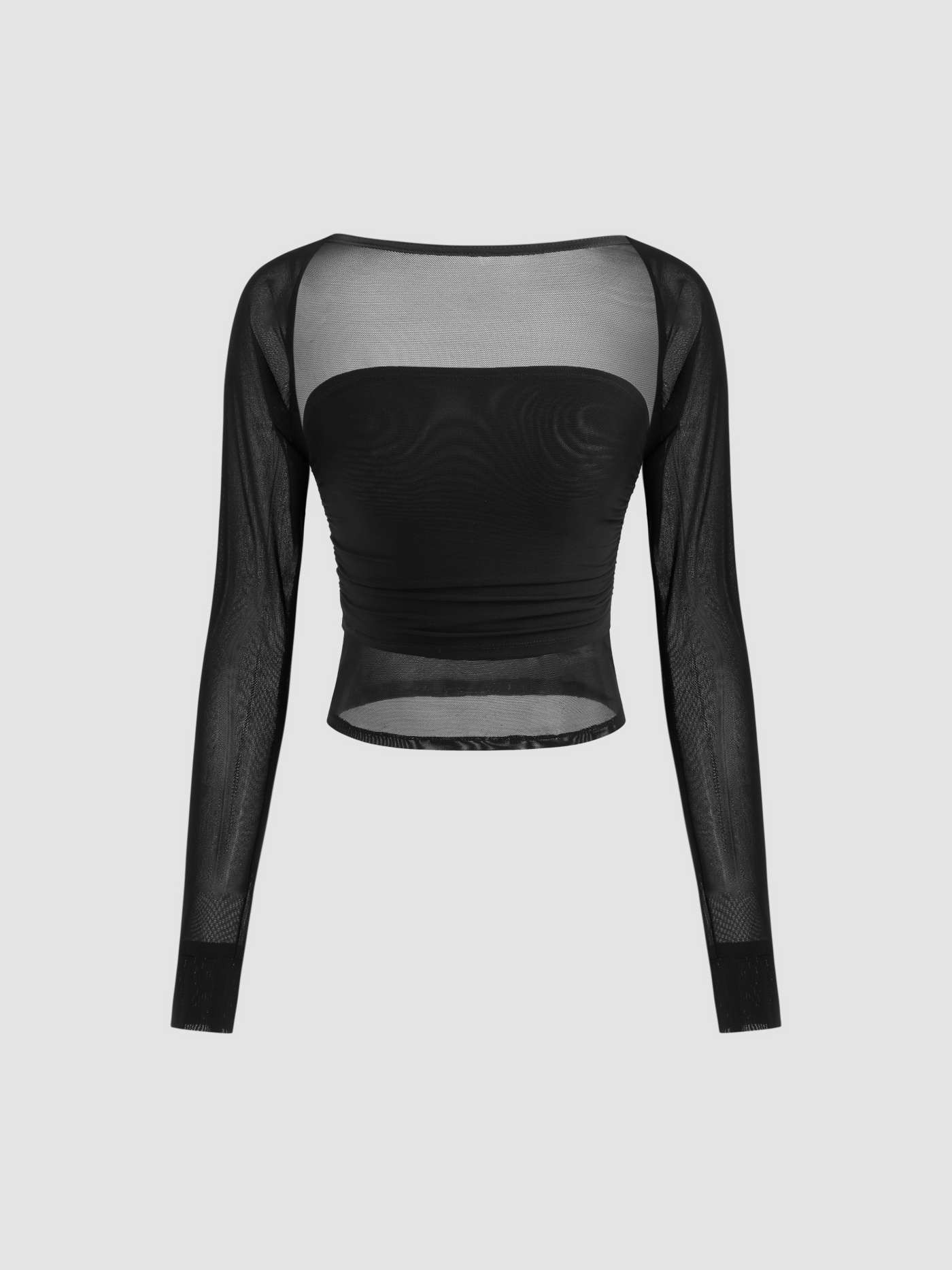 Knit Fabric CDR Two Way Ruched Crop Top For Date Work | Cider