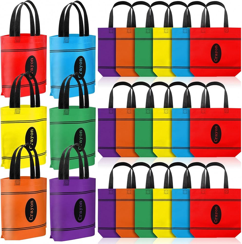 Hosuly 24 Pcs Crayon Tote Bags End of Year Gift Bags Bulk Back to School Goodies Decor for Gradua... | Amazon (US)