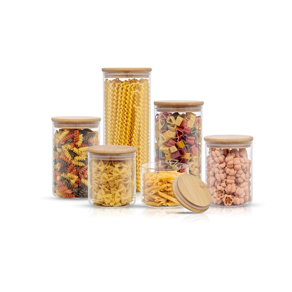 JoyJolt Glass Food Storage Jars Containers, Glass Storage Jar Bamboo Lids Set of 6 Kitchen Glass ... | Target