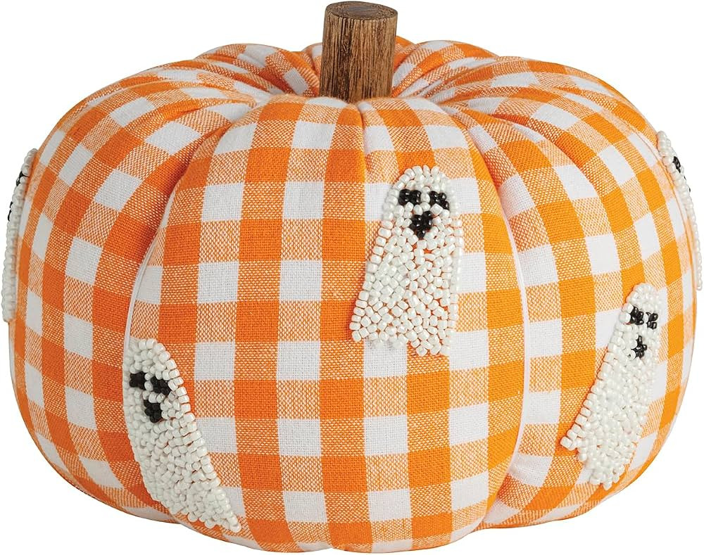 Mud Pie Halloween Beaded Ghost Icon Pumpkin Sitter | Amazon (US)