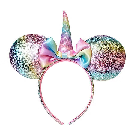 Disney Collection Girls Unicorn Rainbow Minnie Mouse Ears Headband, One Size, Pink | JCPenney