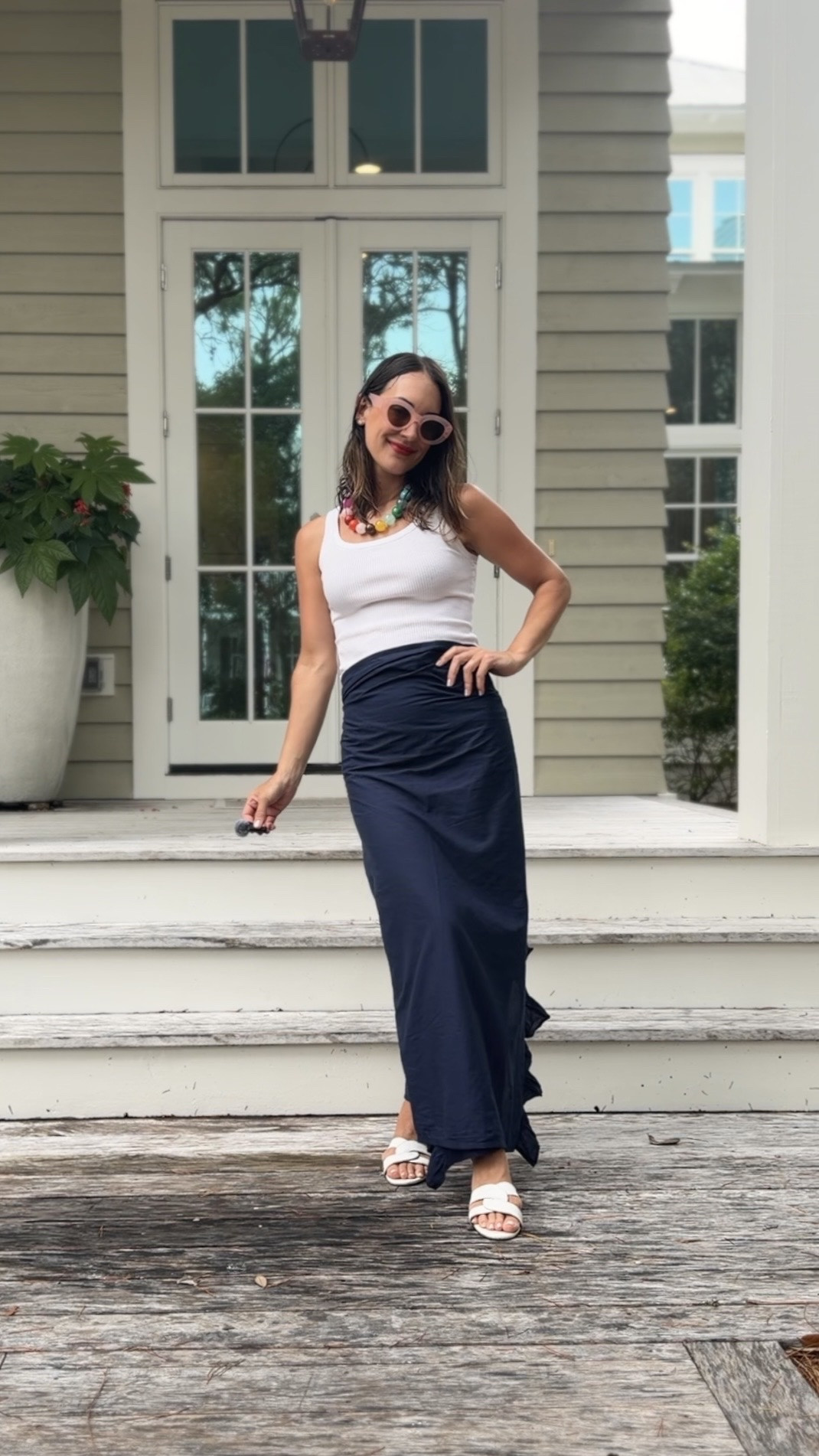 Turning a sarong into a beachy skirt is always a good idea -