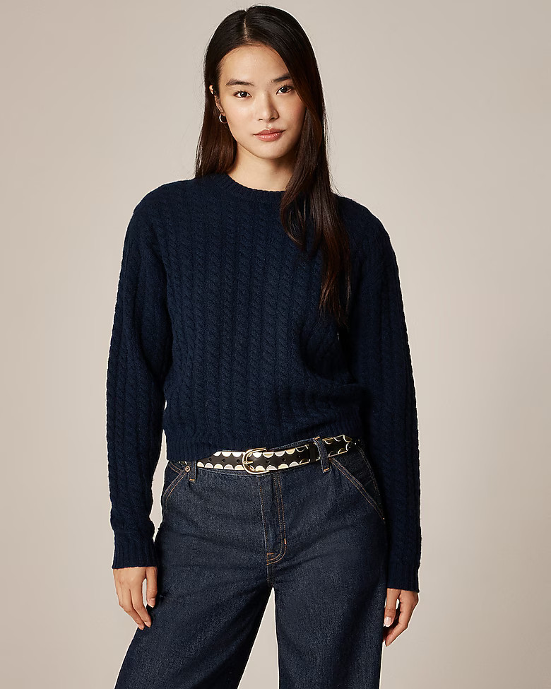 Perfect cashmere cable-knit crewneck sweater | J. Crew US