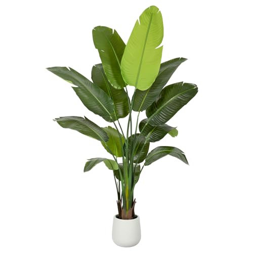 6FT Artificial Bird of Paradise Plant Tall,71”Fake Tropical Tree with 13 Banana Leaves and White Pot,Large Faux Silk Plants Indoor for Home Living Room Bedroom Hotel Office Decor | Amazon (US)