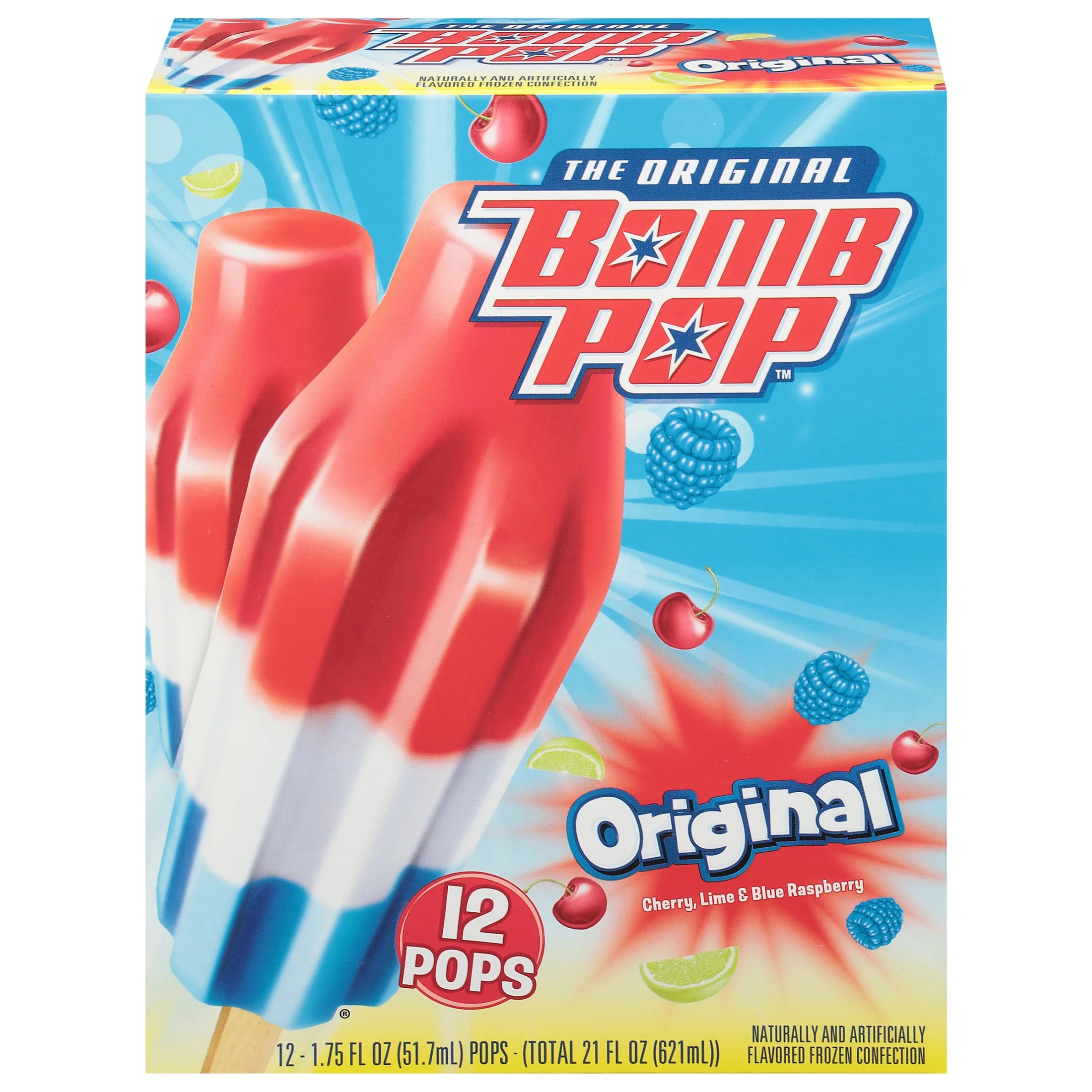 Bomb Pop Original Freeze Ice Pops, Frozen Freezer Dessert, 21 fl oz, 12 Pack | Walmart (US)