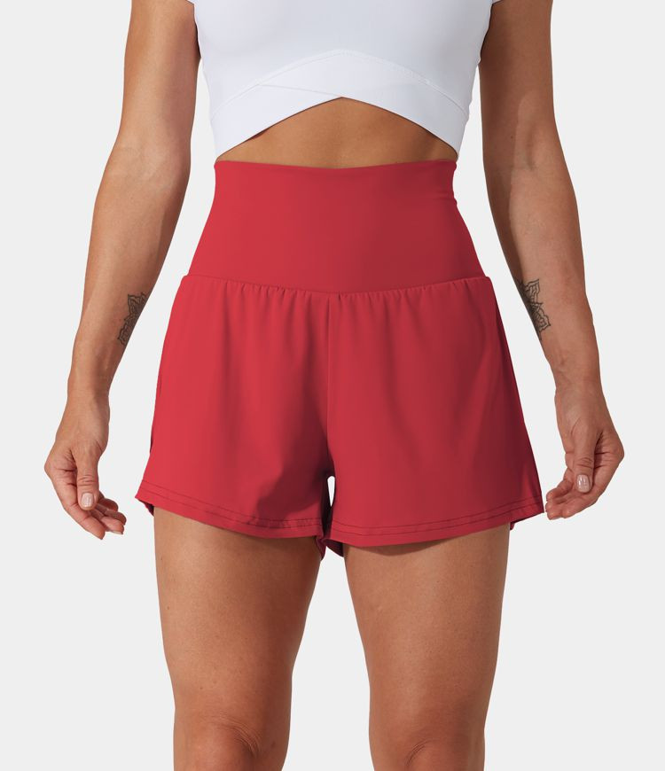 Women’s Super High Waisted Back Pocket & Side Hidden Pocket 2-in-1 Yoga Shorts 2.5" - Halara | HALARA