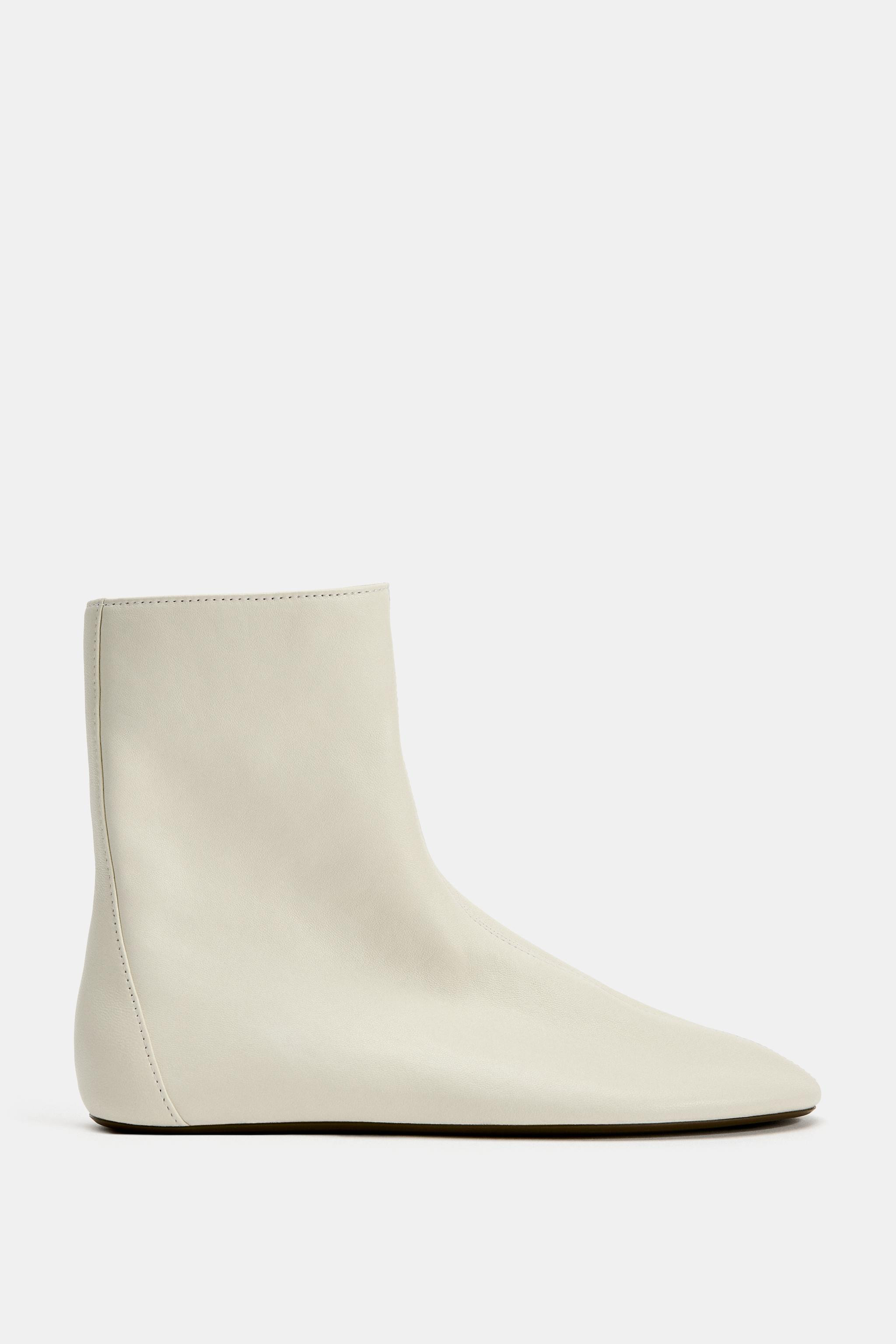 SOFT LEATHER FLAT ANKLE BOOTS | Zara Canada