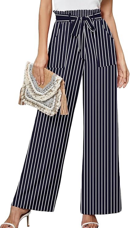 Heymoments Women's Wide Leg Lounge Pants Lightweight High Waisted Palazzo Adjustable Tie Knot Flo... | Amazon (US)