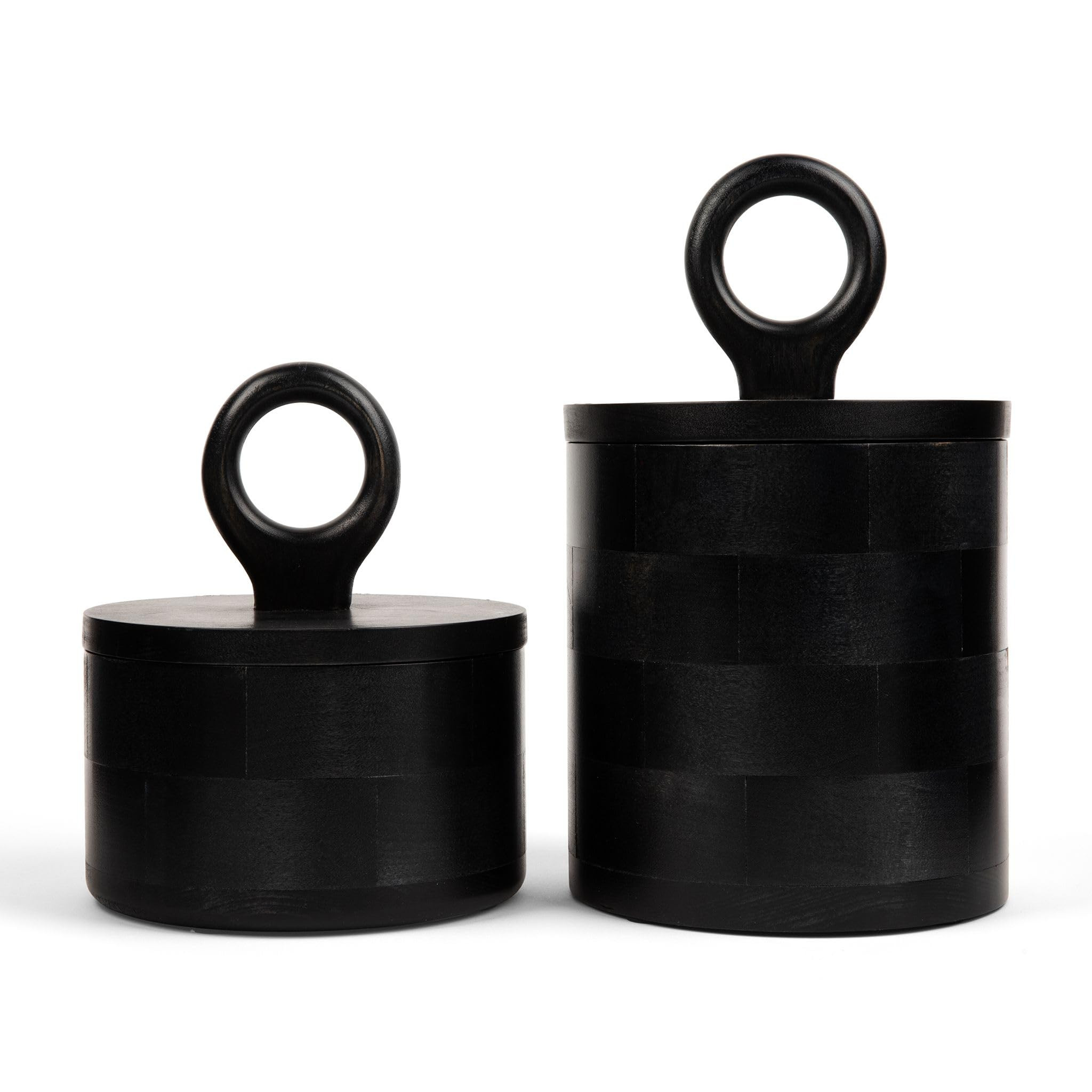 Amazon.com: Hilari Collective - Premium Designer Black Wood Canister with Lids - Set of 2 - Decorative Jars for Kitchen Decor, Dining Room and Pantry : Home & Kitchen | Amazon (US)