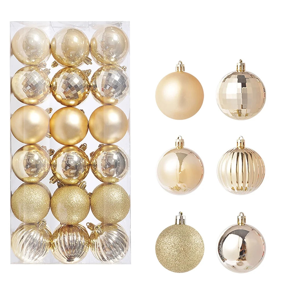 SuoKom Christmas Balls, 36Pcs 2.36 Inch Gold Christmas Balls Hanging Ornaments Shatterproof Delic... | Walmart (US)