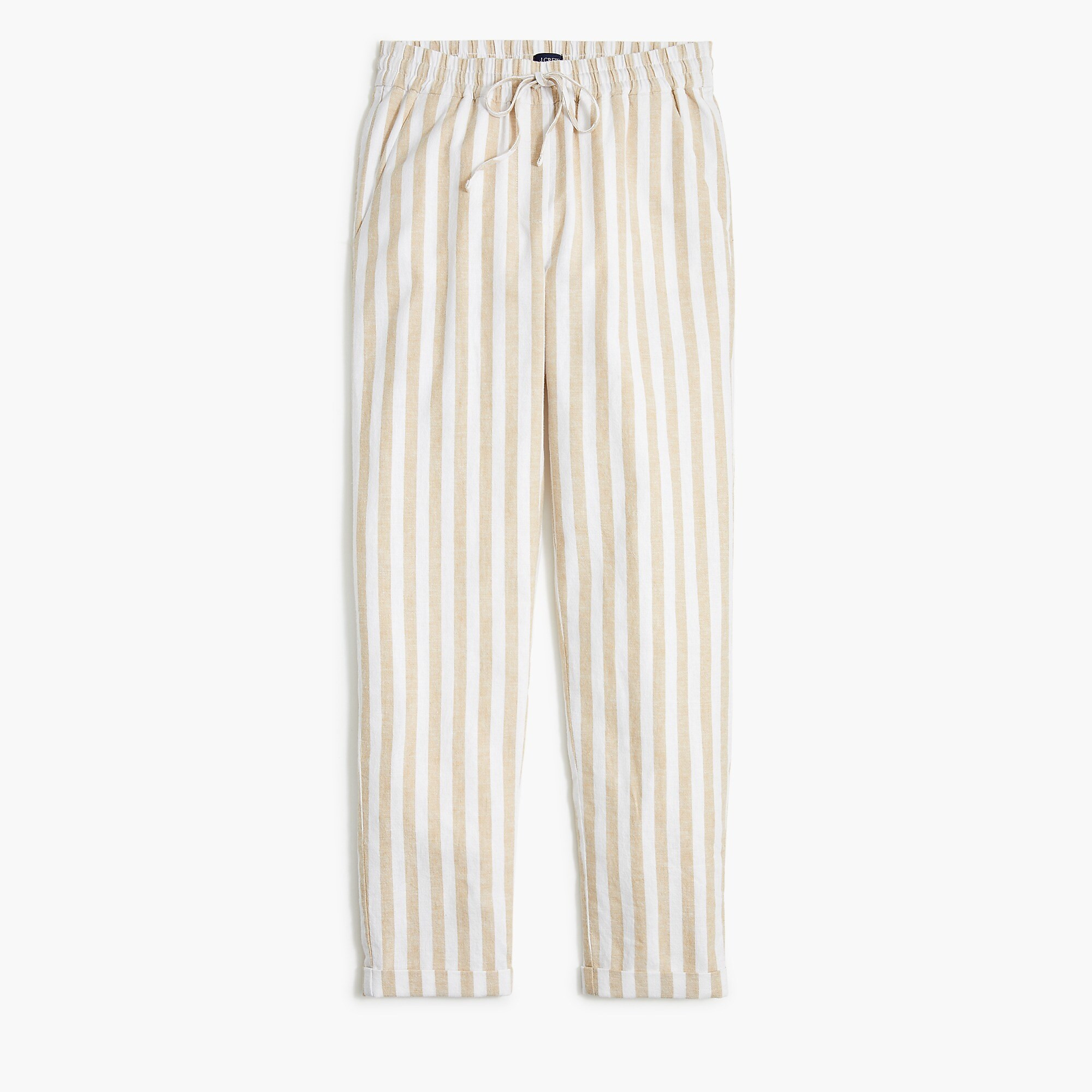 Striped linen-cotton drawstring pant | J.Crew Factory