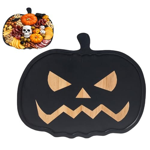 Halloween Pumpkin Cutting Board & Serving Tray & Platters Wooden Cheese Board Gothic Kitchen Dishes for Halloween Party and Day of The Dead Decor（13.3" Lx11W ） | Amazon (US)