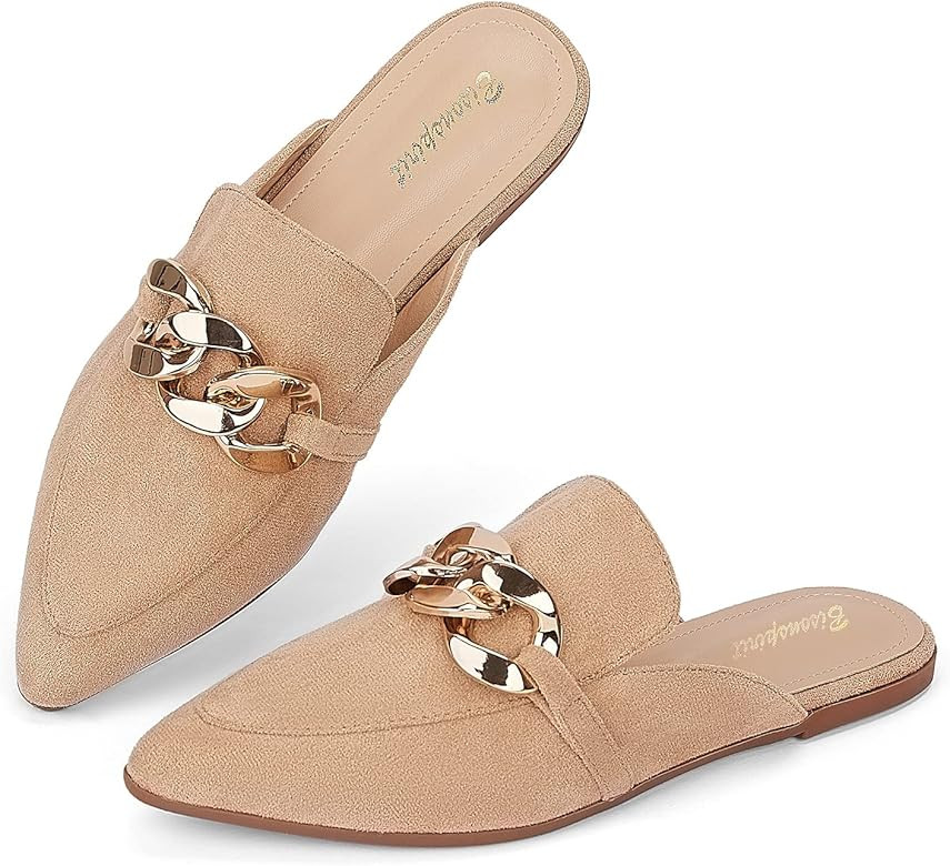 BISON SPIRIT Mules for Women Flats Pointed Toe Slip On Slides Loafer Shoes | Amazon (US)