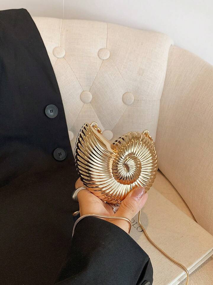 Mini Metal Handbag, Shell Wallet, Fashionable Shell Shaped Party Bag, Long Chain Shoulder Bag, Cr... | SHEIN