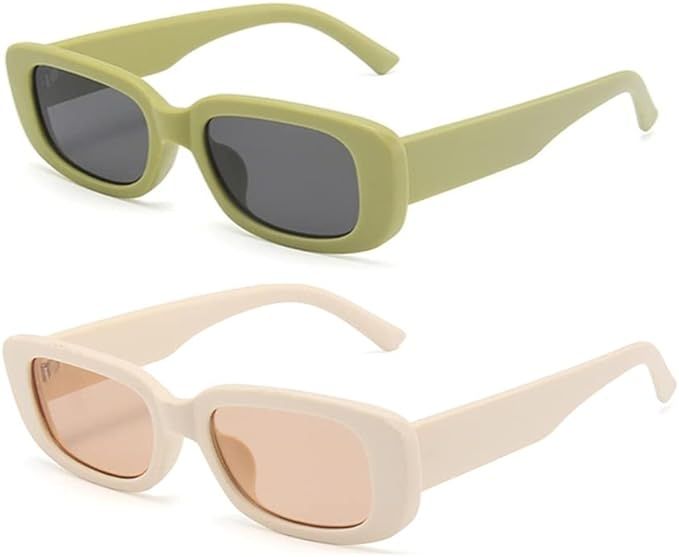 Rectangle Sunglasses for Women Retro 90s Sunglasses Small Narrow Square Frame UV400 Protection | Amazon (US)