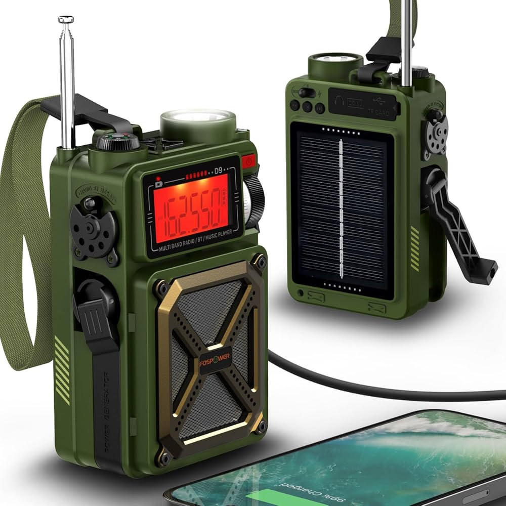 FosPower Emergency Weather Radio (Model D9) NOAA/AM/FM with 14800mWh Portable Power Bank, USB/Sol... | Amazon (US)
