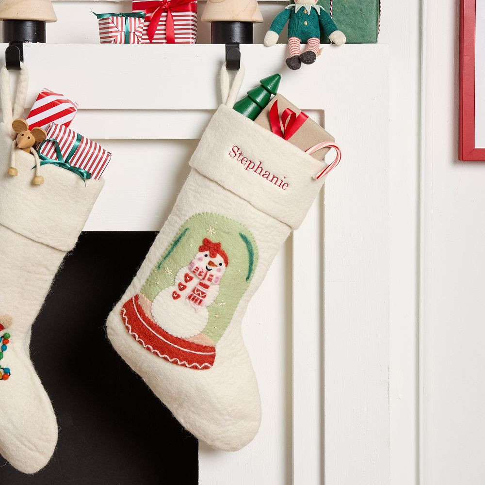 Snowgirl in Snow Globe Felt Stocking | West Elm (US)