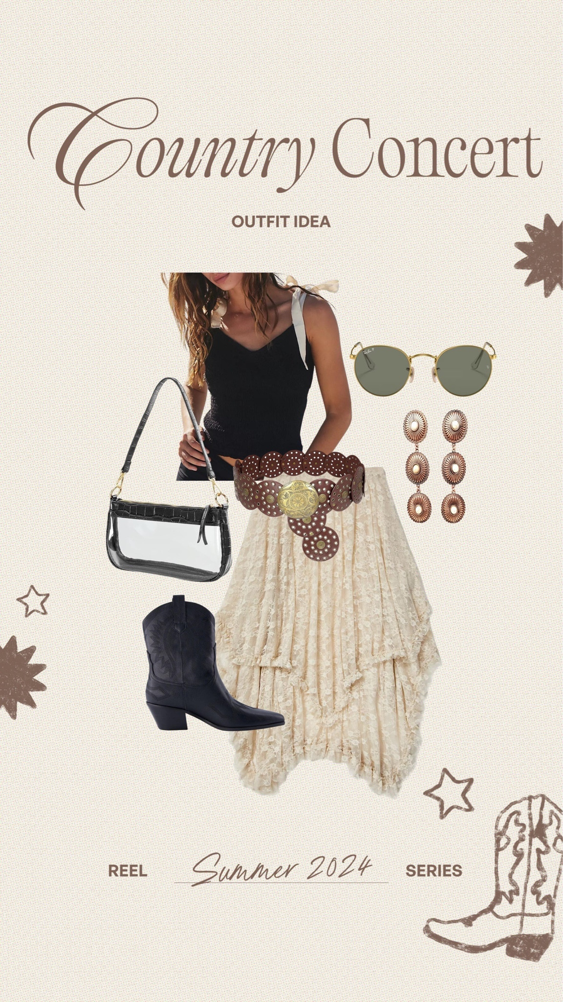 REEL SERIES | Country concert outfit ideas🤠🤍✨👢🤎 #country #concert #nashville 

#LTKmidsize #LTKtravel #LTKstyletip