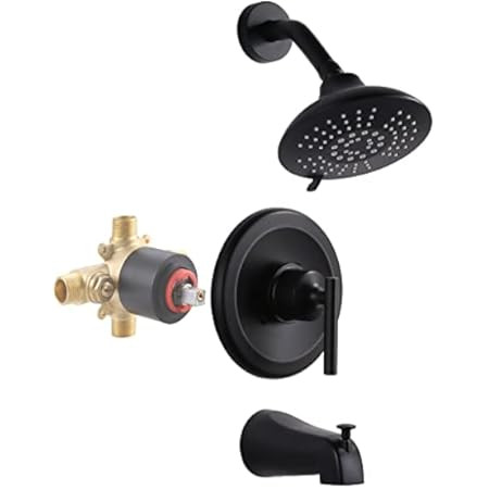 Shower System with Tub Spout, Bathroom Rain Mixer Shower Combo Set, Single Handle Shower Faucet with | Amazon (US)