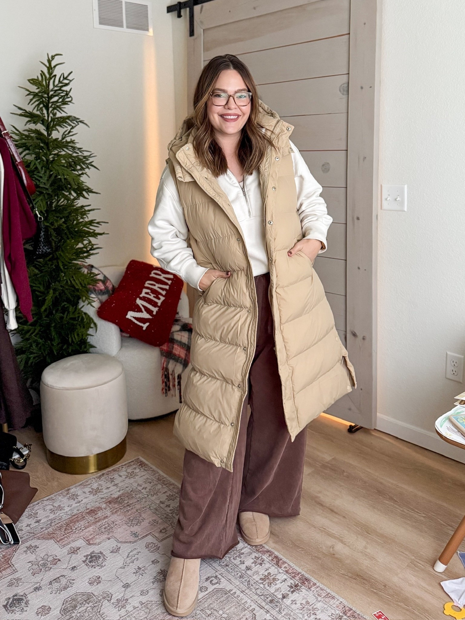 this pullover is from everlane but they don’t sell it anymore so linking a similar but these pants are amazing! Great length and true to size. Finished off the look with this warm and cozy long puffer vest that’s perfect for winter

#LTKMidsize #LTKGiftGuide #LTKootd