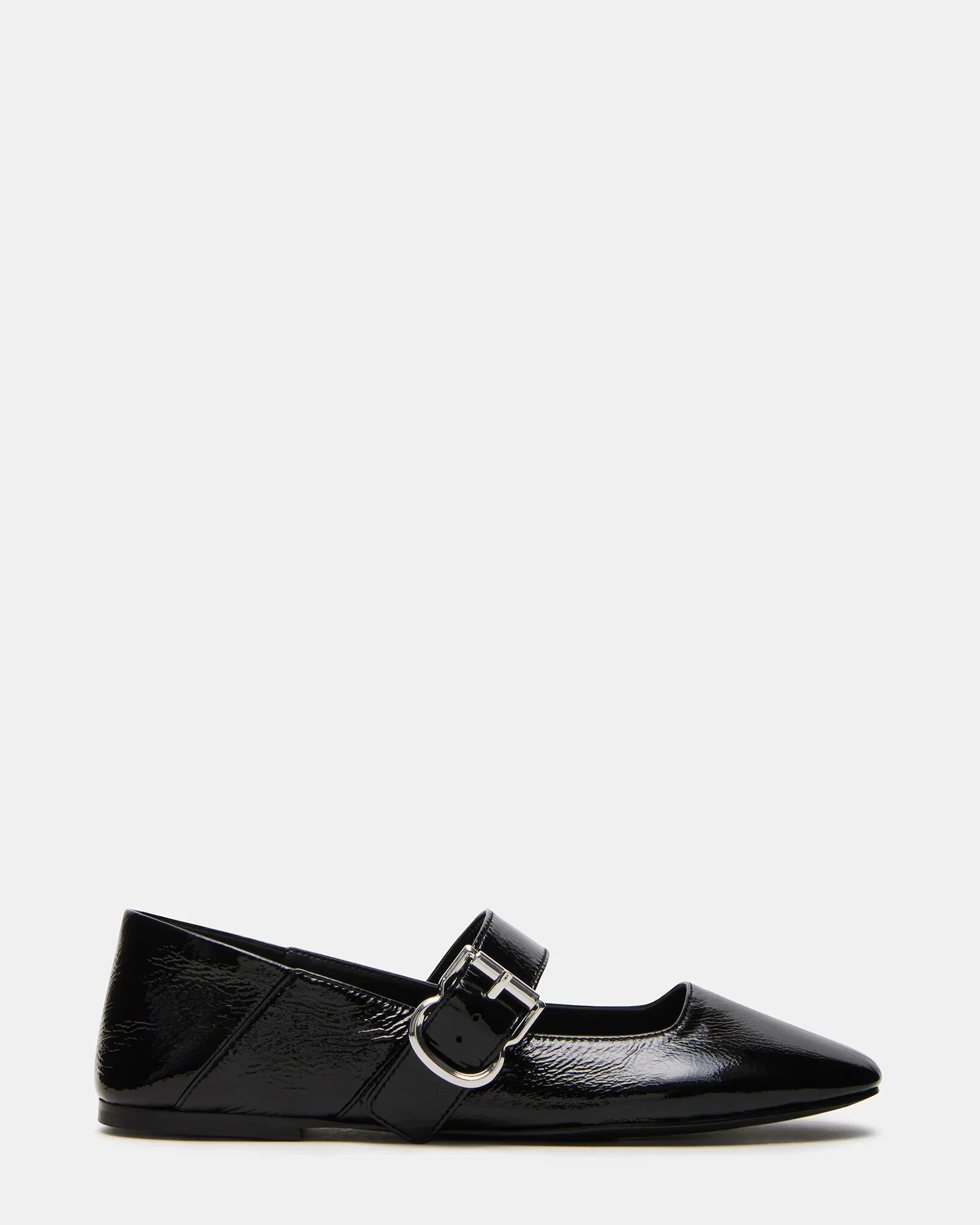 JENNI Black Leather Square-Toe Mary Jane Ballet Flat | Women's Designer Flats | Steve Madden (Canada)
