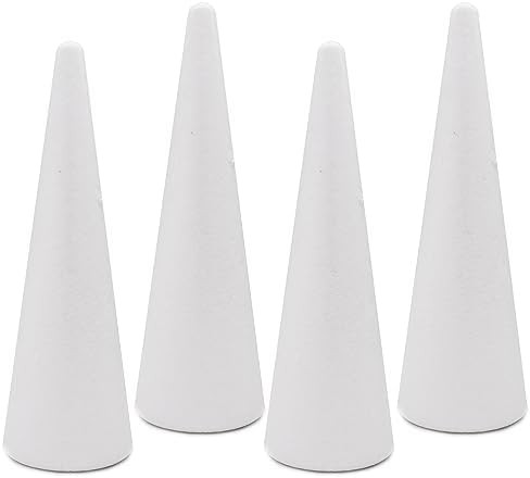 Crafare 4 Pack Foam Cones Polystyrene Cone 3.66x11.8Inch for Christmas Tree Project Wedding Table... | Amazon (US)