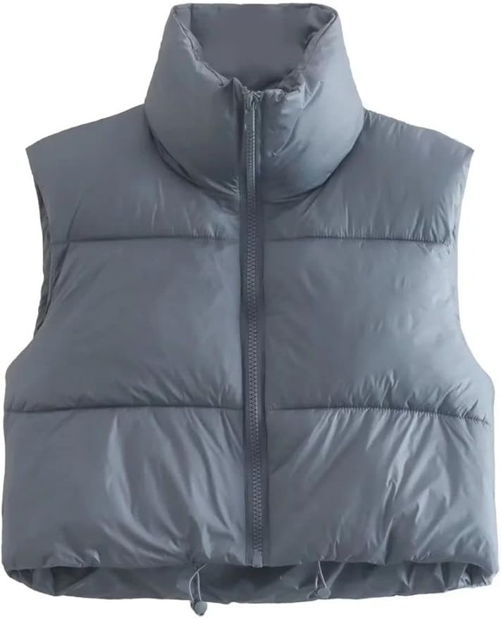 FindThy Women’s Warm Cropped Puffer Vest Stand Collar Zip Up Winter Waistcoat Puffer Gilet | Amazon (US)