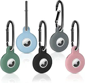 5 Pack Airtag Holder Air Tag Silicone Case with Keychain, Anti-Scratch Airtag Keychain for Apple ... | Amazon (US)