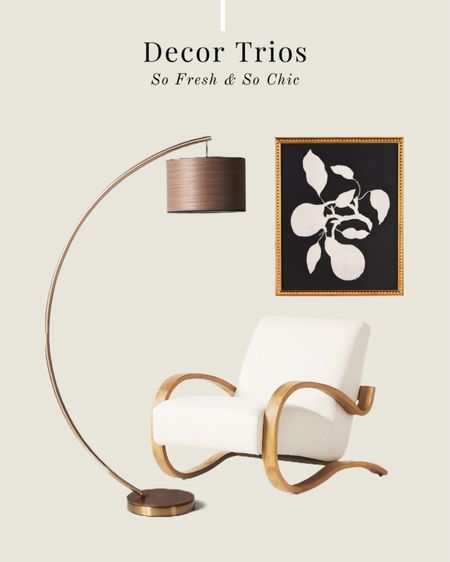 Minimalist decor trio!
-
Anthropologie - curved arm chair - black and white art - large arc floor lamp - seating area - modern decor - living room furniture - living room decor 

#LTKsalealert #LTKhome