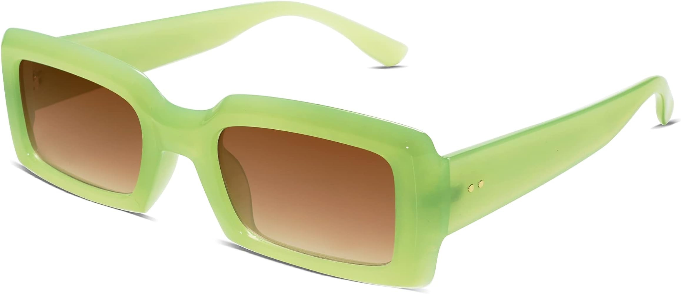 Allarallvr Trendy Rectangle Sunglasses for Women Men Vintage 90's Square Shades Thick Frame Nude ... | Amazon (US)