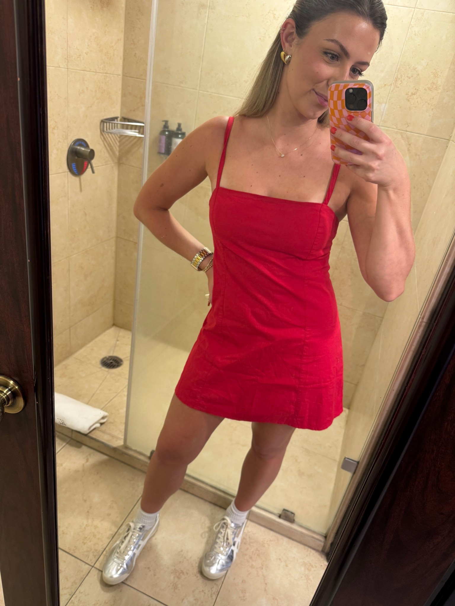 Best linen dress for walking around in the heat this summer! Built in bra and biker shorts. ❤️ #abercrombie #abercrombieandfitch #AF