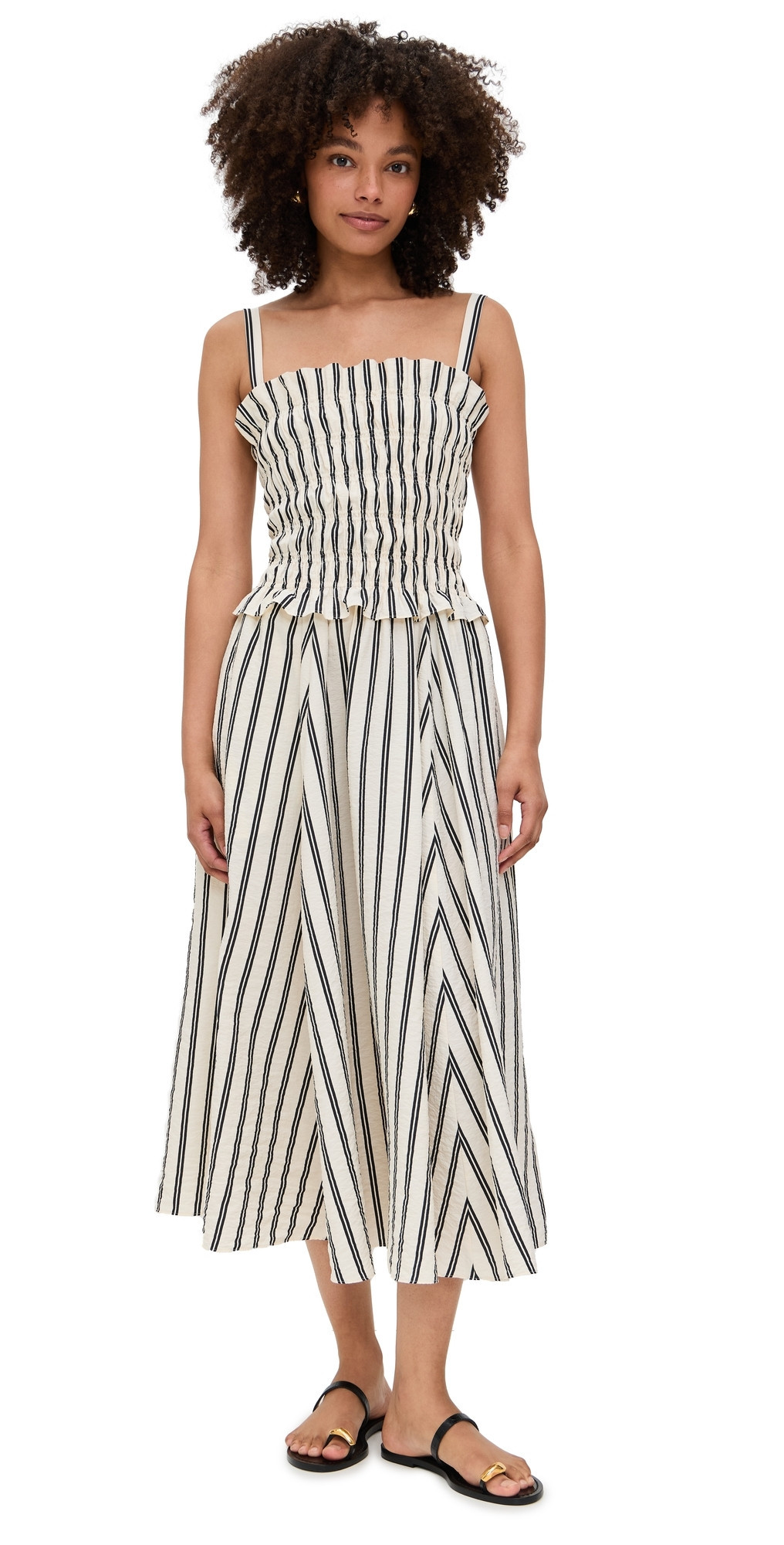 Polo Ralph Lauren Nylon Crinkle A Line Dress 1932 Stripe White Black M | Shopbop