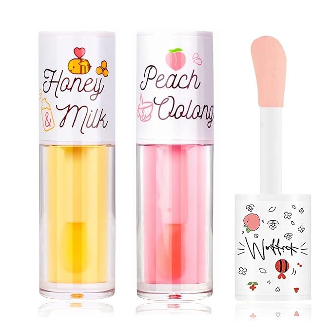 2 PCS Crystal Jelly Hydrating Lip Oil Moisturizing Lip Gloss Set, Plumping Lip Tint Transparent T... | Amazon (US)