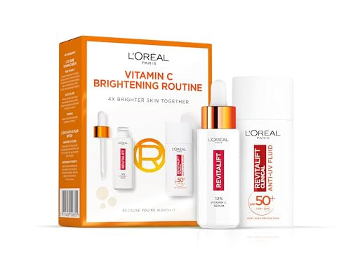 L'Oréal Paris Revitalift Clinical 12% Pure Vitamin C Serum (30ml) & SPF 50+ Invisible Fluid (50ml) Duo for Face, Antioxidant Protection, Brighter Smoother Skin, UV Protection | Amazon (UK)