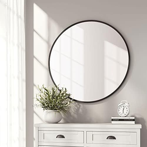 Barnyard Designs 30 inch Matte Black Modern Bathroom Mirror, Farmhouse Mirror, Metal Wall-Mounted Ha | Amazon (US)