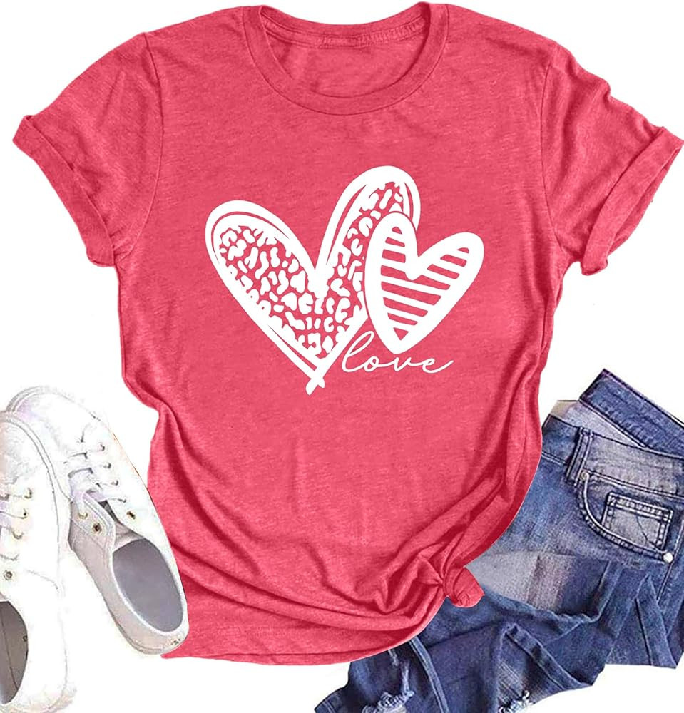 Valentine's Day Shirt Women Alphabet ABC I Love You Printed T-Shirts Teacher Valentine Shirt Tees... | Amazon (US)