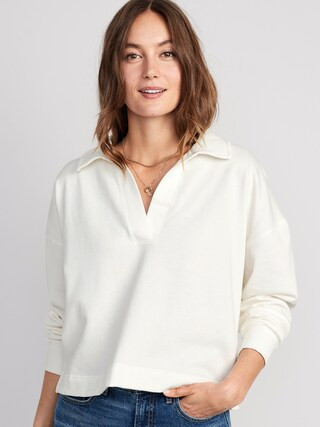 Slouchy Polo Pullover Sweatshirt for Women | Old Navy (US)
