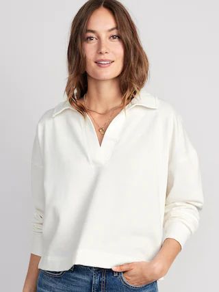 Slouchy Polo Pullover Sweatshirt for Women | Old Navy (US)