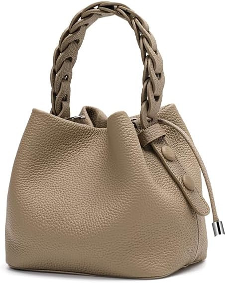 Genuine leather cowhide women's handbag, mini mobile phone cosmetic bucket shoulder/crossbody bag... | Amazon (US)