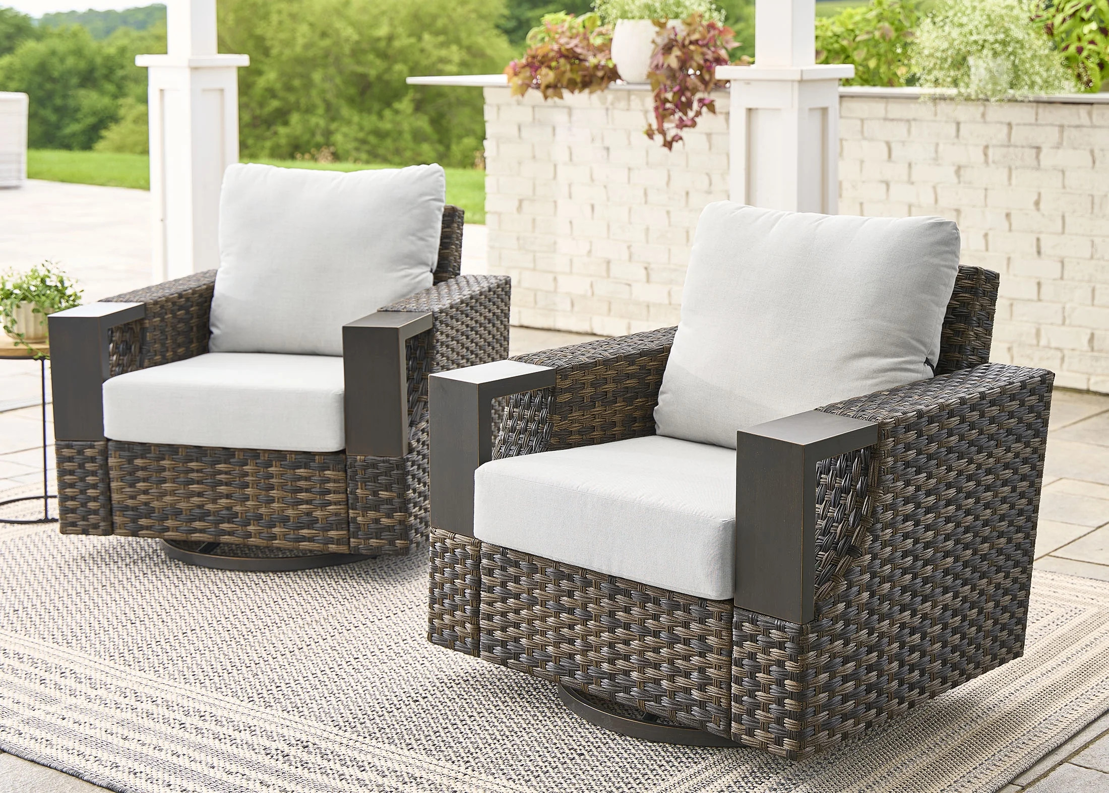 Better Homes & Gardens Rockport Club Swivel Chairs, Brown, 2 Pack | Walmart (US)