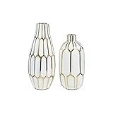 Amazon.com: Signature Design by Ashley Mohsen Honeycomb Ceramic 2 Piece Bottle Neck Vase Set, Whi... | Amazon (US)