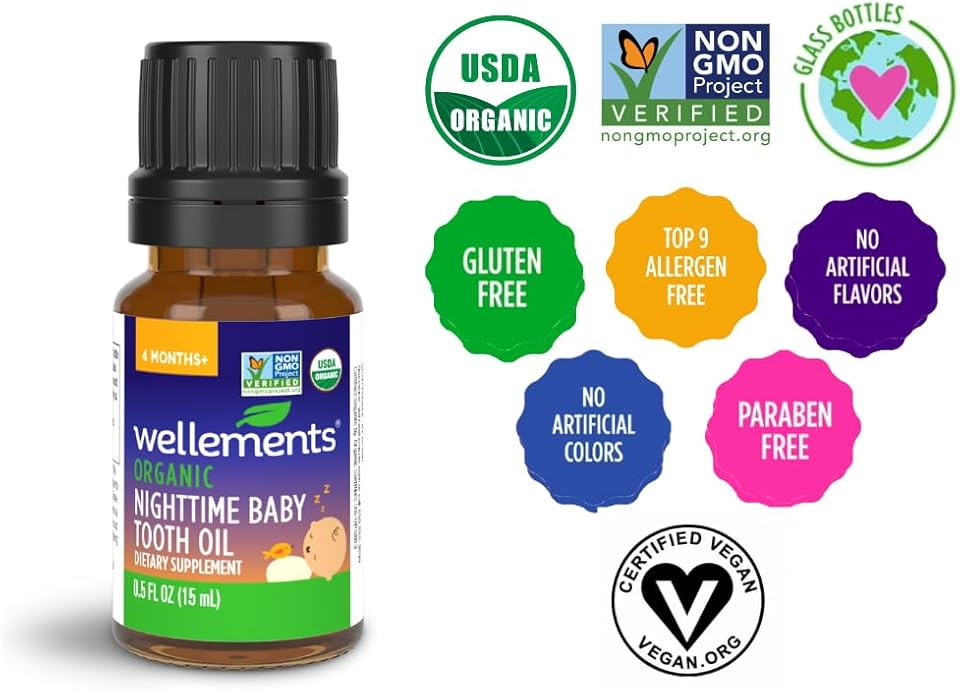 Wellements Organic Baby Tooth Oil | Soothing Massage Oil for Tiny Gums, Helps Make Teething Happy, Made with Safe... | Amazon (US)
