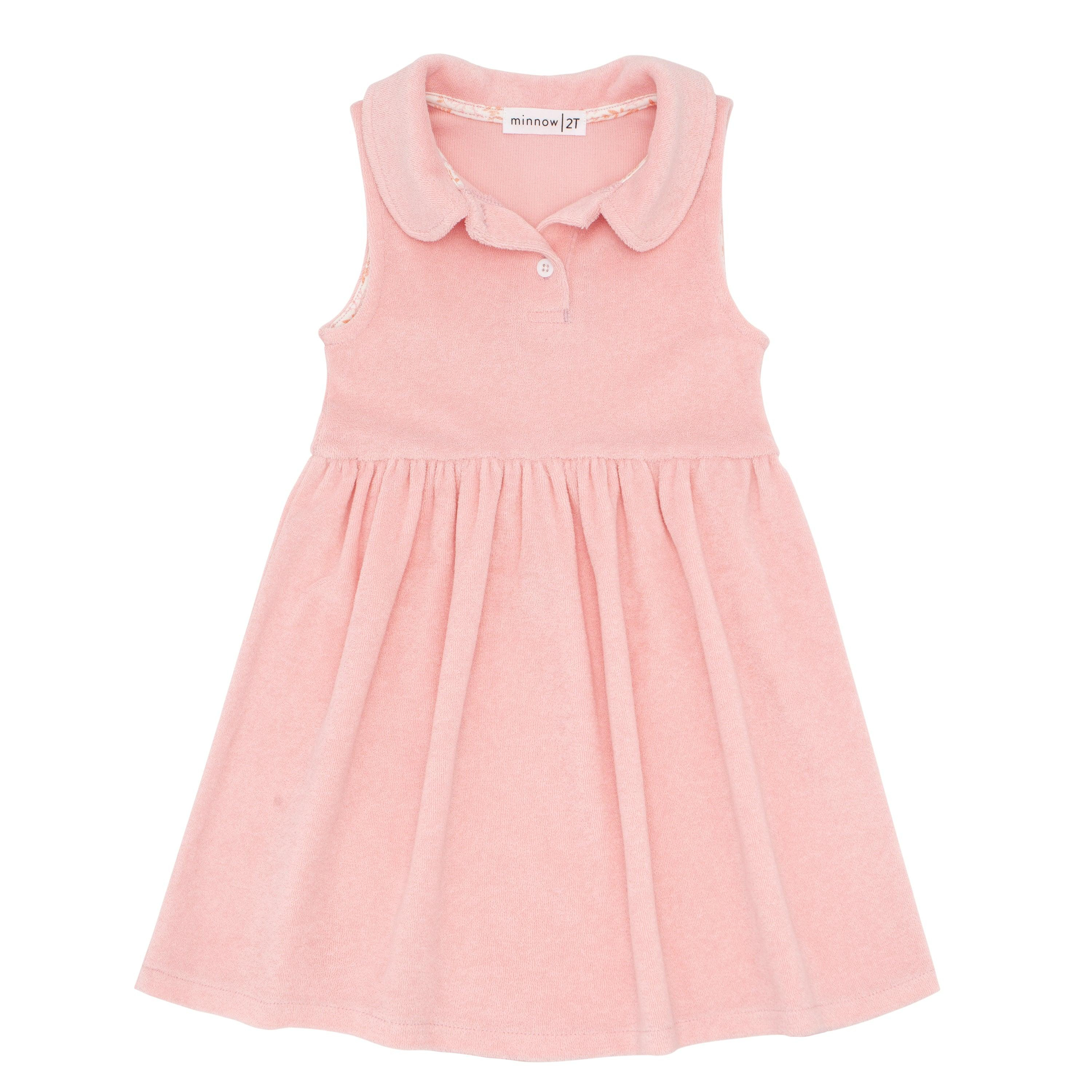 girls conch pink french terry tennis dress | minnow