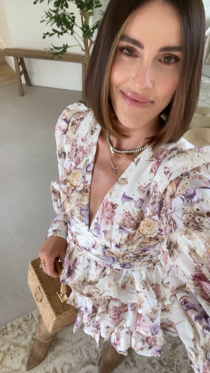 SPRING \ floral dress💐 wearing a small. Paired with cowboy boots and a straw bag from Amazon 🙋🏻‍♀️

Easter outfit 
Baby shower 

#LTKSeasonal #LTKWatchNow